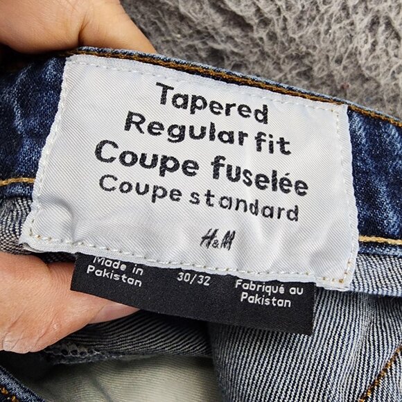 H&M Jeans Womens 30 Blue Stretch Denim Tapered Regular Fit *Read* - Picture 11 of 14